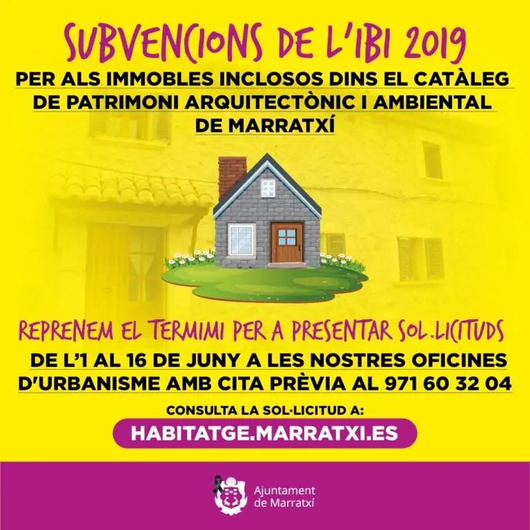 Marratxí reprèn els terminis per sol·licitar subvencions de l’IBI 2019 els propietaris d’immobles catalogats