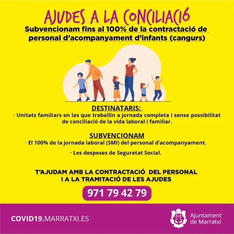 El Ayuntamiento subvencionara la contratación de personal de acompañamiento de niños a las familias con hijos menores de seis años que no puedan conciliar